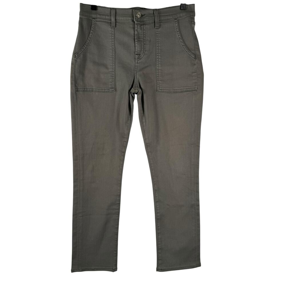 7 For All Mankind Women's Green Stretch Cotton Blend Mid Rise Slim Jeans Size 26